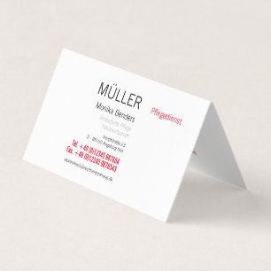 Klappbare Visitenkarten mit Terminen Pflegedienst Business Card