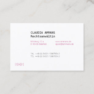 Klar, farbig, deutlich business card