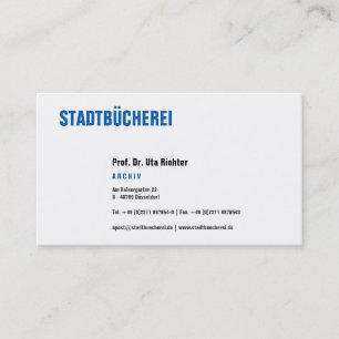 Klare Visitenkarte mit blau Business Card