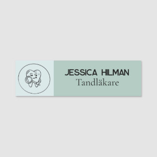 Klassisk namnbricka Olive & Light Green Dentist Name Tag
