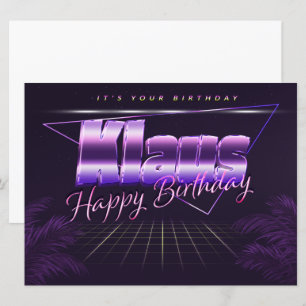 Klaus Name Vorname lila retro Karte Geburtstag Card