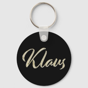 Klaus Name whitegold Button Schlüsselanhänger Key Ring