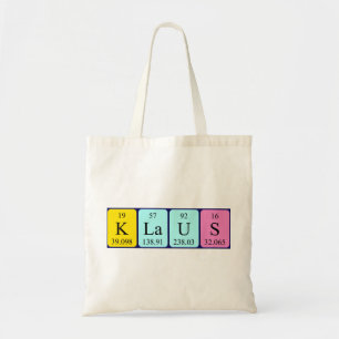 Klaus periodic table name tote bag