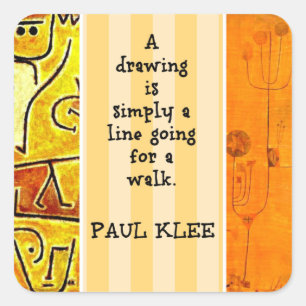 Klee - Abstract artwork and quotation, Square Sticker