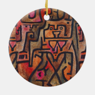 Klee Abstract Red Abstract Expressionist Nature  Ceramic Tree Decoration