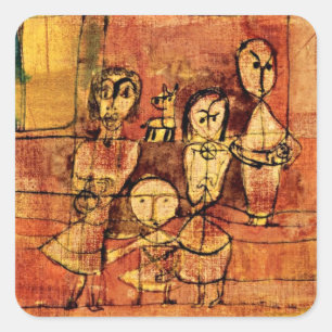 Klee - Children and Dog, famous artwork, Square Sticker