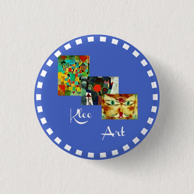 Klee collage art with circle frame 3 cm round badge (Front)