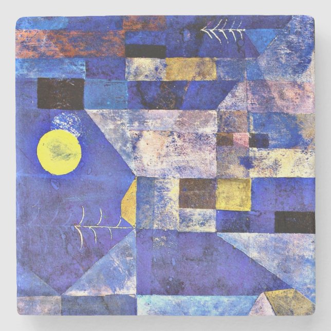 Klee - Moonlight, abstract art, Stone Coaster (Front)