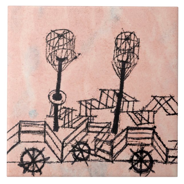 Klee - Old Steamboat, abstract art Tile (Front)