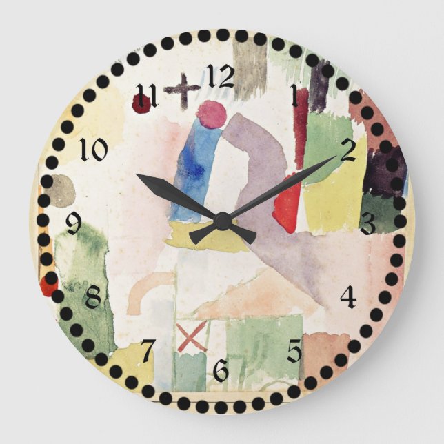 Klee - Pathetic Watercolor Red Large Clock (Front)