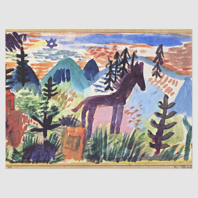 Klee - The Horse, famous painting Tissue Paper (Front)