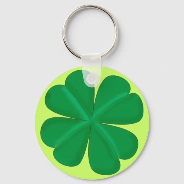 Kleeblatt vierblättrig Glücksbringer Key Ring (Front)