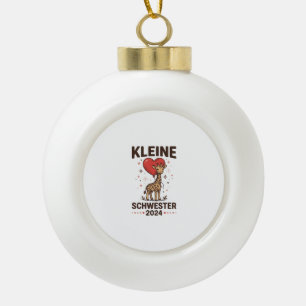 Kleine Schwester 2024 Cute Giraffe Sister Design_1 Ceramic Ball Christmas Ornament