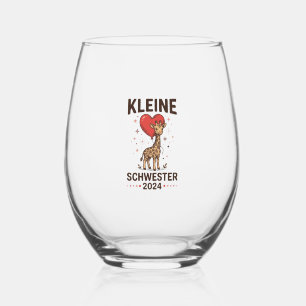 Kleine Schwester 2024 Cute Giraffe Sister Design_1 Stemless Wine Glass