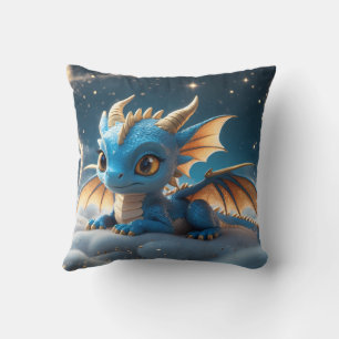Kleiner blauer Dino auf einer Wolke  Cushion