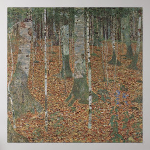 Klimt Birch Forest – Serene Autumn Landscape Art Poster