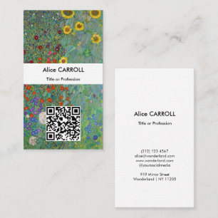Klimt - Country Garden with Sunflowers - QR Code Business Card