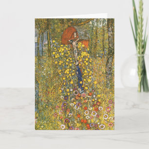 Klimt Farm Garden with Crucifix Greeting Card