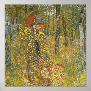 Klimt Farm Garden with Crucifix Poster