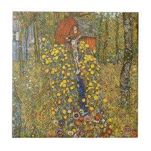 Klimt Farm Garden with Crucifix Tile