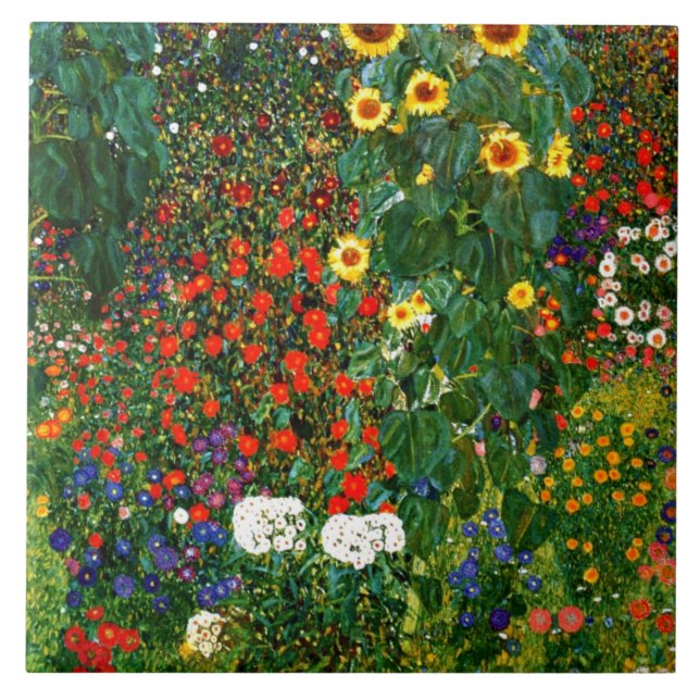 Klimt - Farm Garden with Sunflowers, Tile (Front)