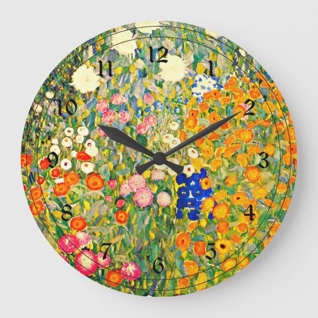 Klimt - Flower Garden 1907 Large Clock (Front)