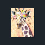 Klimt Giraffe | Adorned In Flowers Canvas Print<br><div class="desc">This print features a sweet giraffe adorned in a crown of flowers | By Victoria Borges</div>