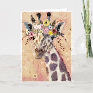 Klimt Giraffe   Adorned In Flowers Card