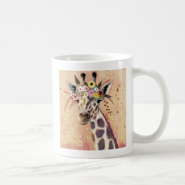 Klimt Giraffe | Adorned In Flowers Coffee Mug (Right)