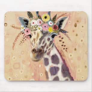 Klimt Giraffe   Adorned In Flowers Mouse Pad