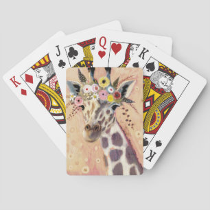Klimt Giraffe Adorned In Flowers Playing Cards