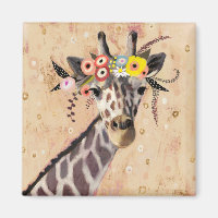 Klimt Giraffe | Crown Of Flowers