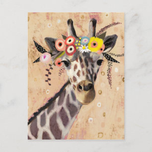 Klimt Giraffe   Crown Of Flowers Postcard