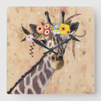 Klimt Giraffe | Crown Of Flowers