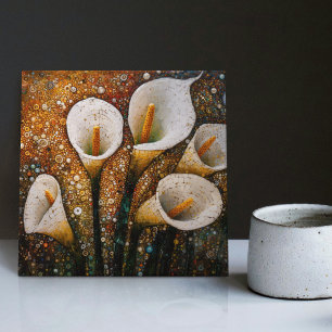 Klimt Golden Calla Lilies Symbolism Art Nouveau Tile