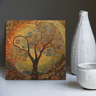 Klimt Golden Tree of Life Abstract Art Nouveau Tile