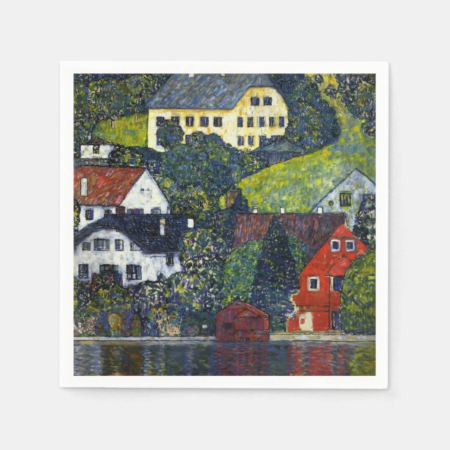 Klimt Houses at Unterach am Attersee Landscape Napkin (Front)