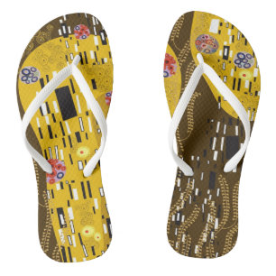Klimt Inspired Art Nouveau The Kiss Flip Flops