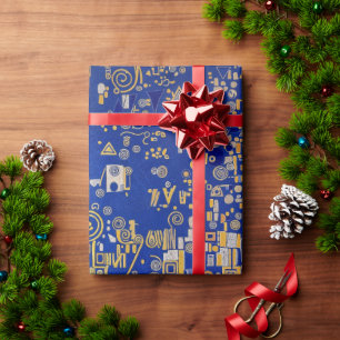 Klimt  Inspired blue, gold, platinum copper  Wrapping Paper
