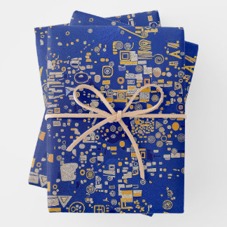 Klimt  Inspired blue, gold, platinum copper  Wrapping Paper Sheet