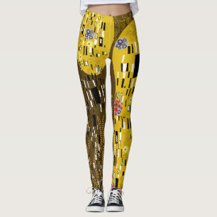Klimt Inspired Gold Pattern Art Nouveau The Kiss Leggings