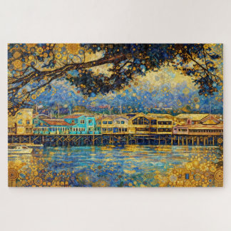 Klimt-inspired Golden Monterey Harbor Dreams Jigsaw Puzzle