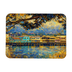 Klimt-inspired Golden Monterey Harbor Dreams Magnet
