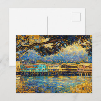 Klimt-inspired Golden Monterey Harbor Dreams Postcard