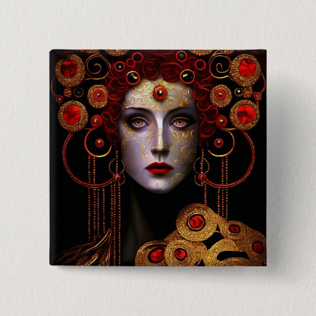 Klimt Inspired Queen Goddess 15 Cm Square Badge (Front)