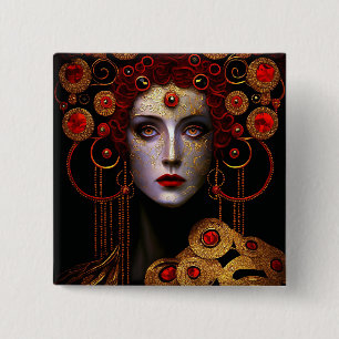 Klimt Inspired Queen Goddess 15 Cm Square Badge
