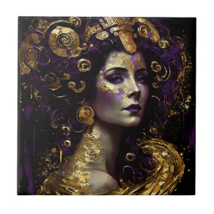 Klimt Inspired Queen Goddess Ceramic Tile