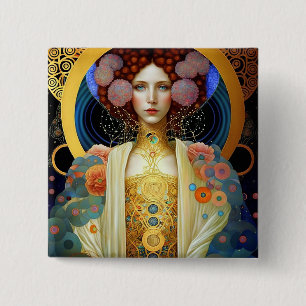 Klimt Inspired Queen Goddess Fantasy Art 15 Cm Square Badge