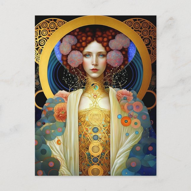 Klimt Inspired Queen Goddess Fantasy Art Postcard (Front)