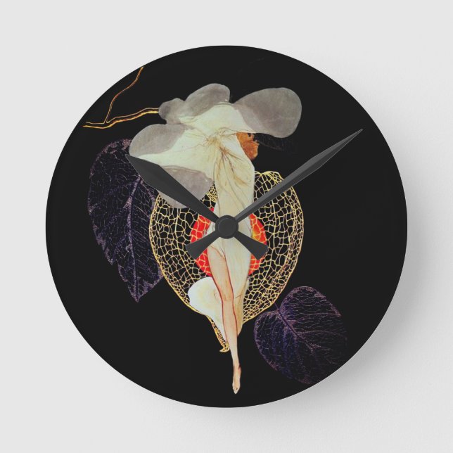 Klimt-Inspired Surreal Collage Round Clock (Front)
